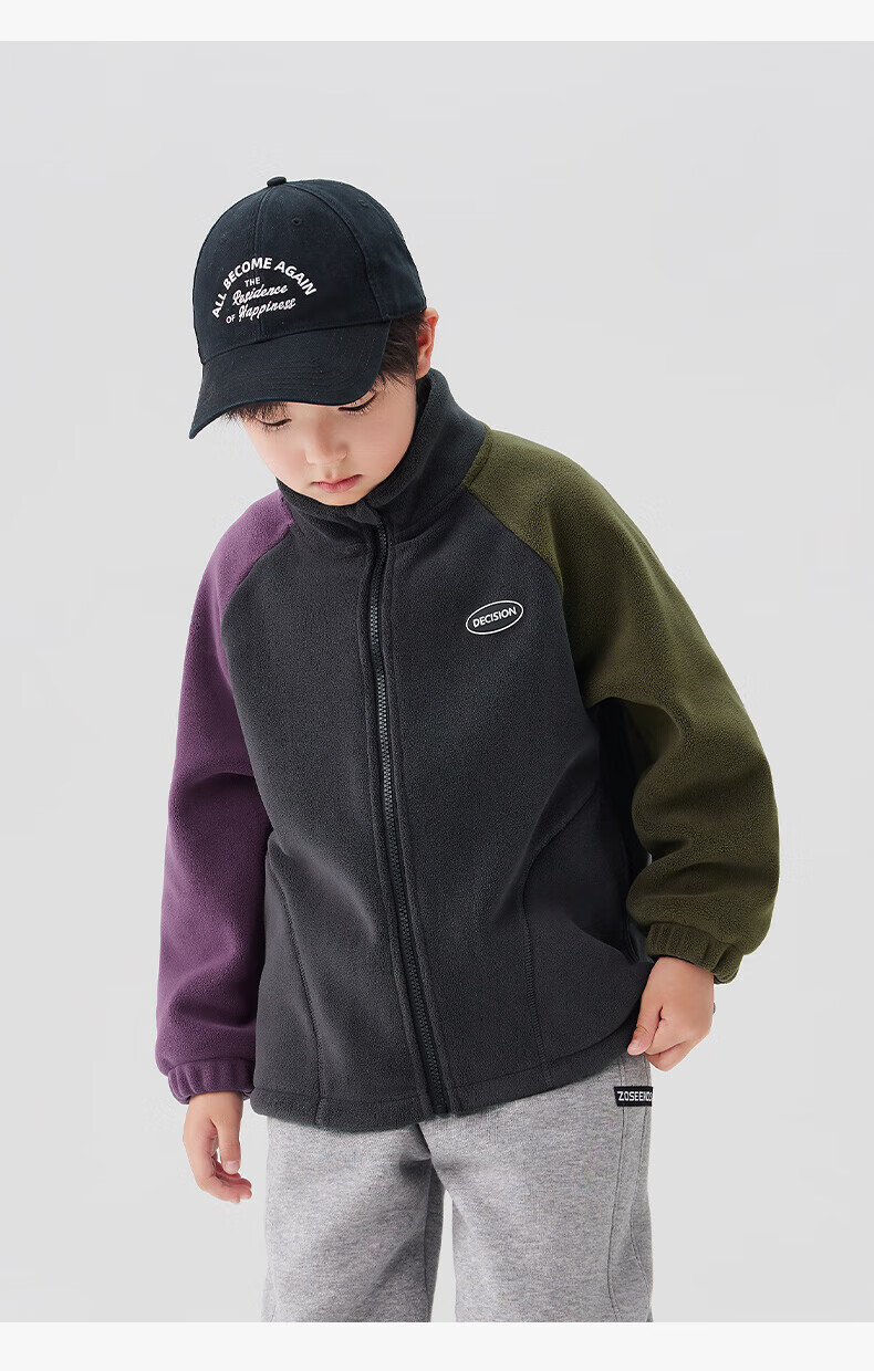 Zuo Xi Boys' Kids' Jacket Autumn 2025 New Double-Sided Fleece Warm Winter Coat Black 130 13